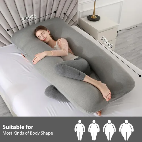 Miniatura 3 de Amagoing - Almohadas de embarazo con funda de enfriamiento, almohada de cuerpo completo en forma de U para dormir, soporte para espalda, piernas