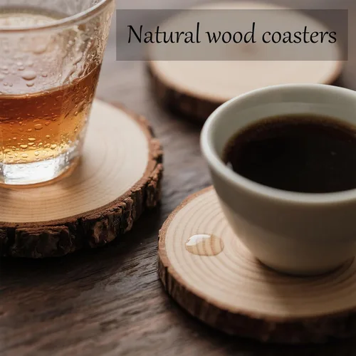 Miniatura 4 de Rebanadas de madera natural sin terminar, 80 círculos de madera de 3.2 a 4 pulgadas para manualidades, adornos de Navidad, kit de madera con broca