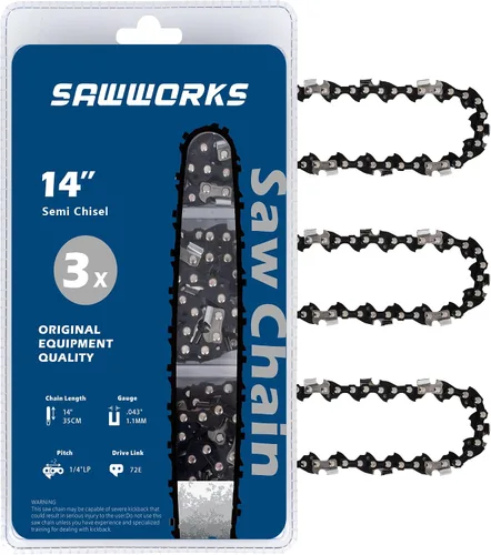 Miniatura 49 de Paquete de 3 cadenas de motosierra de 18 pulgadas, paso de 0.325", calibre de 0.058", 72 eslabones de transmisión para X-Cut S35G Husqvarna 543XP