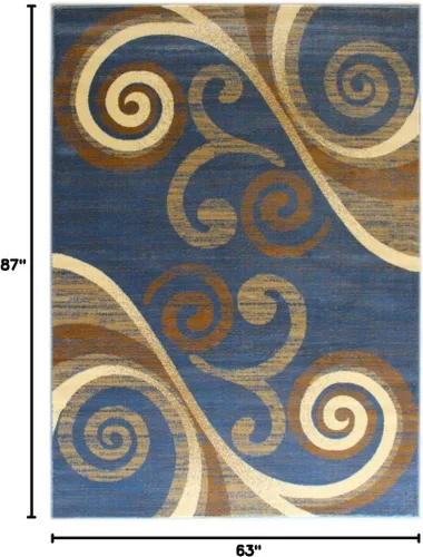 Miniatura 2 de Masada Rugs, Stephanie Collection - Alfombra de área moderna y contemporánea, 1100, azul, beige, marrón (5 pies 3 pulgadas x 7 pies 3 pulgadas)