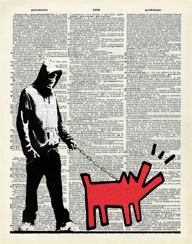 Keith Haring - Arte de pared de 11 x 14 pulgadas, impresión abstracta de graffiti pop, póster moderno negro y rojo, decoración estética de