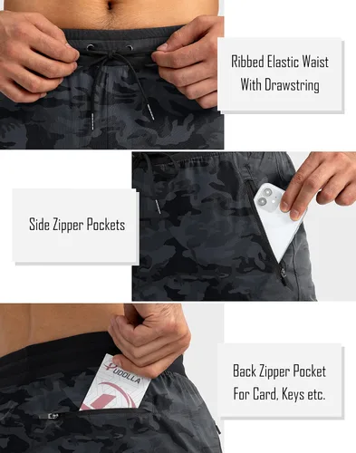 Miniatura 4 de Pudolla Pantalones deportivos ligeros para hombre, pantalones de entrenamiento para gimnasio y correr con bolsillos con cremallera para atletismo