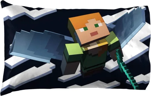 Miniatura 6 de Jay Franco Minecraft Daytime - Juego de ropa de cama completa de 7 piezas - Incluye edredón y juego de sábanas - La ropa de cama presenta a Alex