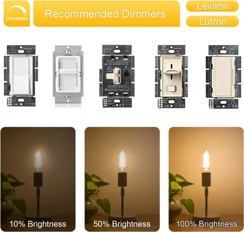Miniatura 5 de Bombilla LED vintage T10, bombilla tubular regulable de 2 W, equivalente a bombilla incandescente de 25 W, blanco cálido de 2700 K, vidrio