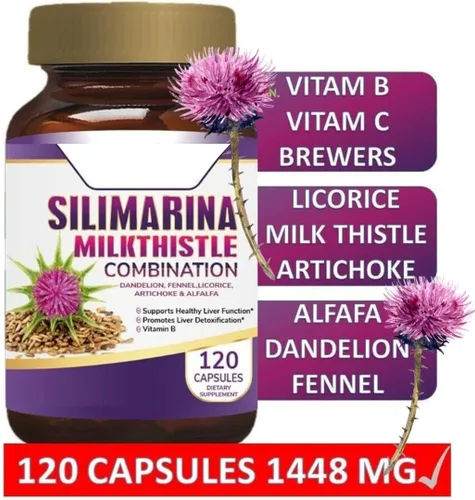 Miniatura 3 de Pastillas para el hígado graso Silimarina para el hígado graso 120 Cápsulas con Silimarina, Diente de León, Hinojo, Complejo B, Regaliz.