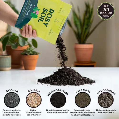 Miniatura 4 de Rosy Soil Alimento vegetal – Fertilizante microbialmente activo para plantas de interior, hierbas y flores – Biochar, algas, fundición de gusanos