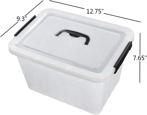 Miniatura 2 de Cand Juego de 1 contenedor de almacenamiento con tapa de plástico de 12 cuartos de galón con mango negro, cajas de pestillo