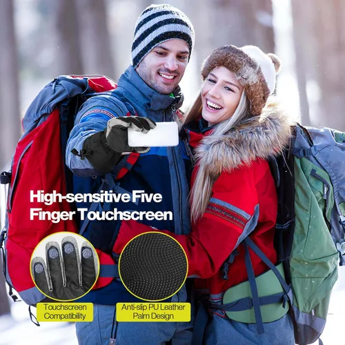 Miniatura 5 de Hikenture Guantes de esquí para hombres y mujeres-3M Thinsulate guantes de nieve impermeables aislados, guantes de snowboard de invierno, guantes