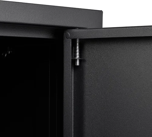 Miniatura 7 de Gabinete de almacenamiento de metal con puertas y estantes, gabinetes de garaje negros, gabinete de almacenamiento con cierre de acero para almacén