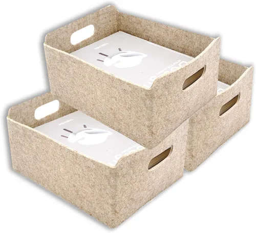 Miniatura 8 de Welaxy Cestas de almacenamiento plegables de fieltro, contenedores plegables para juguetes, ropa, libros y organización de armarios
