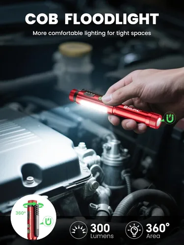 Miniatura 3 de Linterna, luz de trabajo recargable de 600 lúmenes, luz LED COB con clip magnético, linterna de bolsillo de 8 modos para enfermera, emergencia, EDC
