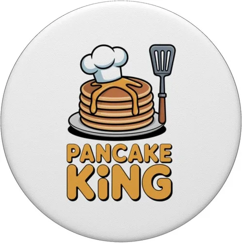 Miniatura 3 de Pancake King Funny Breakfast Lover Chef Cooking Men Women PopSockets Adhesive PopGrip