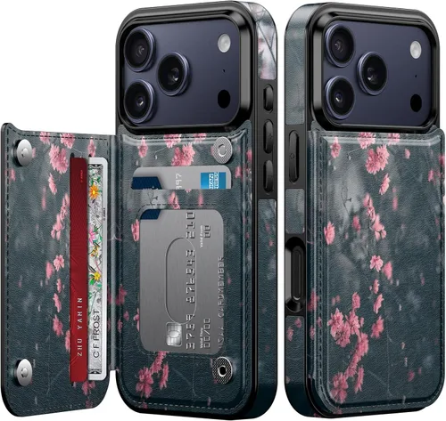 Miniatura 108 de FUNMIKO Funda tipo cartera para iPhone 13 con tarjetero, bloqueo RFID, protección de grado militar y obras de arte impresas con rayos UV, cierre