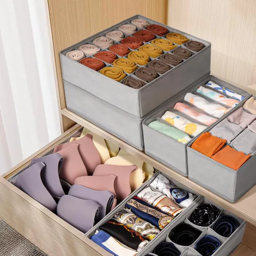 Miniatura 6 de Organizador de Cajones para Ropa, Juego de 8 Organizadores de Cajones para Ropa de Bebé, Ropa Interior, Calcetines, Organización y Almacenamiento