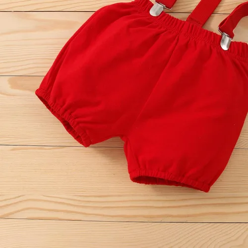 Miniatura 6 de IDOPIP Traje formal para bebé niño para el primer cumpleaños de Cake Smash con corbatín y tirantes y pantalones cortos para sesión de fotos