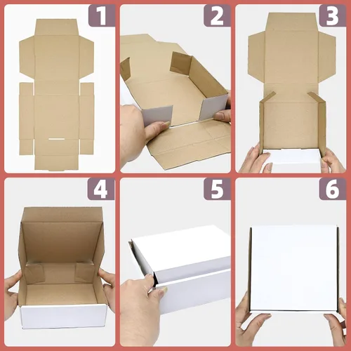 Miniatura 9 de KBG Cajas de envío pequeñas de 4 x 4 x 1 pulgadas, sobres de cartón corrugado blanco para negocios, paquete de 50 cajas de correo pequeñas, caja