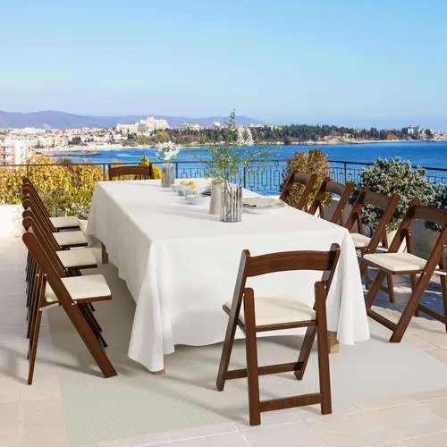 Miniatura 4 de VINGLI Sillas plegables de madera con cojín, cómodas, portátiles y duraderas, asientos plegables para eventos en interiores y exteriores, banquetes