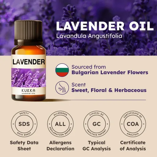 Miniatura 6 de Kukka - Aceite esencial de lavanda para difusor, piel y cabello, aceite de lavanda 100% puro para relajación, nutrición y aroma para hacer jabón