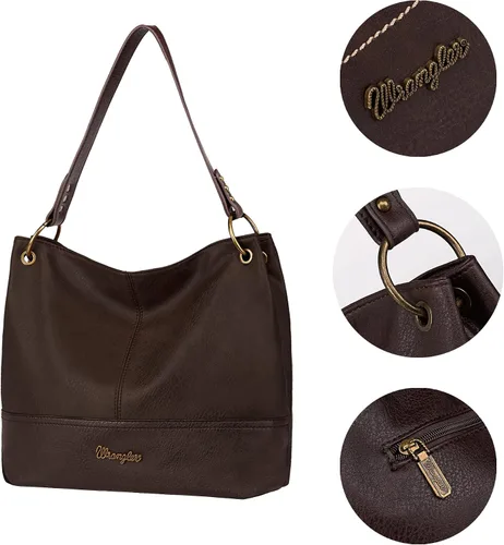 Miniatura 73 de Wrangler Hobo - Bolsas para mujer de cuero vegano con asa superior, bolsos de hombro y bolsos
