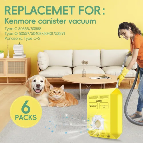 Miniatura 2 de Paquete de 6 bolsas para aspiradora Kenmore tipo C/Q 5055 50555 50557 50558 y Pana·sonic tipo C-5 C-18, serie 200, serie 400, serie 600, serie 700