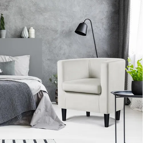 Miniatura 2 de Topeakmart Elegant Style Club Accent - Silla de lectura tapizada de terciopelo para sala de estar, recepción, dormitorio, beige