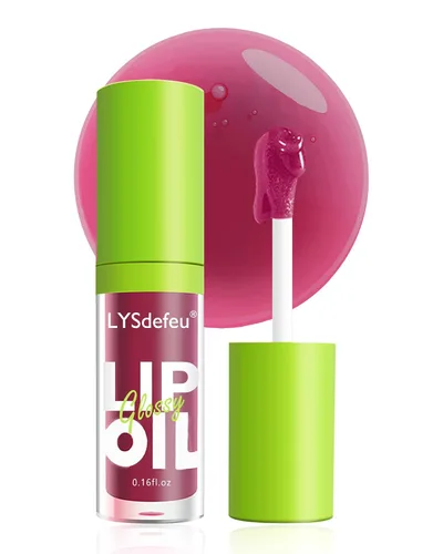 Miniatura 14 de Aceite labial LYSdefeu - 1 unidad con cabezal de cepillo grande, aceite de brillo de labios rosa hidratante, brillo labial transparente brillante