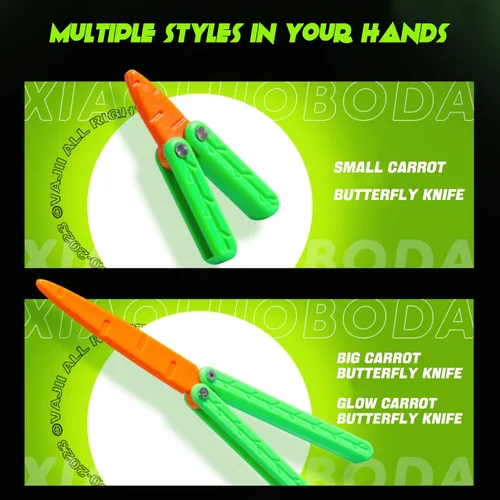 Miniatura 5 de ZABEES Cuchillo de zanahoria cuchillo mariposa juguete de descompresión Cuchillo mariposa accesorio de práctica (Grande+Pequeño)
