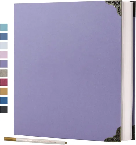 Miniatura 27 de Vienrose Álbum de fotos autoadhesivo de 40 páginas, tapa dura DIY, álbum de recortes con 3 anillas para niños, bodas, bebés, familia, púrpura Morado