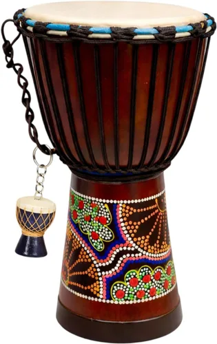 Tambor Djembe – Tambor de mano africano de 16 pulgadas de alto, sonido profesional y calidad, madera de caoba tallada a mano con cabeza de piel de