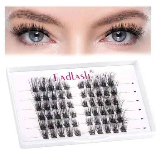Miniatura 26 de FADLASH Extensiones de pestañas en racimo de pestañas de 0.35-0.70 pulgadas, para colocar en casa, rizado D, pestañas individuales en casa