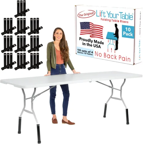 Miniatura 11 de Lift Your Table® Elevadores de mesa plegables, altura de barra (pie móvil), fabricados en los Estados Unidos, resistentes, resistentes, portátiles