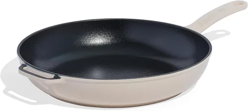 Made In Utensilios de cocina - Sartén de hierro fundido esmaltado - Blanco antiguo - Retención de calor excepcional y durabilidad - Utensilios de
