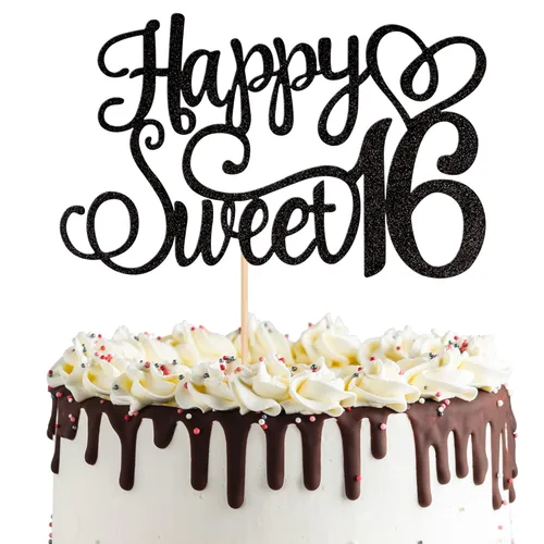 Miniatura 13 de 24 piezas de decoraciones para cupcakes de 16 cumpleaños con purpurina, ¡Hola 16! Dulces 16 desde 2008, púas para cupcakes de 16 años para celebrar