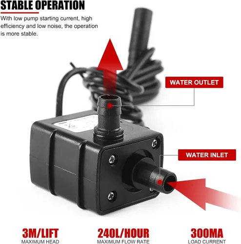 Miniatura 3 de Bomba solar de 12 voltios, bomba de agua para acuario, bomba sumergible sin escobillas Dc12v 240l/H, ultra silenciosa, bomba de motor sin