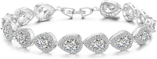 Miniatura 5 de Pulsera de moissanita de oro de 14 quilates para mujer, pulsera de lujo con cadena de oro de gota de agua, regalo de joyería de Navidad de moda