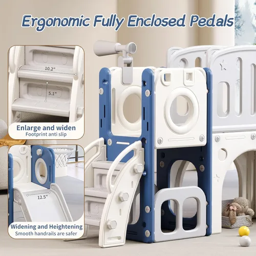 Miniatura 4 de Tobogán 8 en 1 para niños pequeños, tobogán escalador para niños con espacio de almacenamiento y escalones antideslizantes, juego para interiores