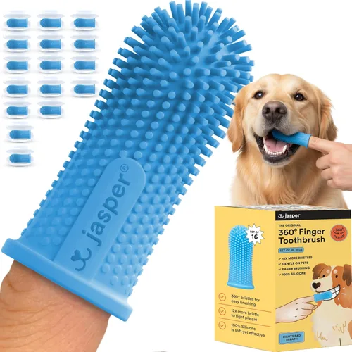 Miniatura 10 de Jasper Cepillo de dientes para perros, kit de cepillado de dientes de perro de 360 grados, cepillo de dientes para gatos, kit de cuidado dental