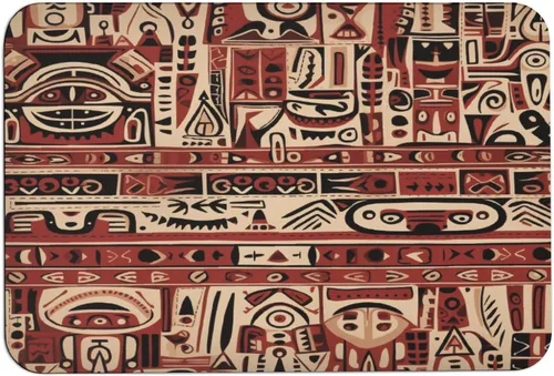 Miniatura 10 de Bath Rugs Mats Red Beige Dark Brown Art Pattern Living Room Floor Mat Secret Tribe Pattern in Bohemian Style Super Absorbent Eco-Friendly Easy to