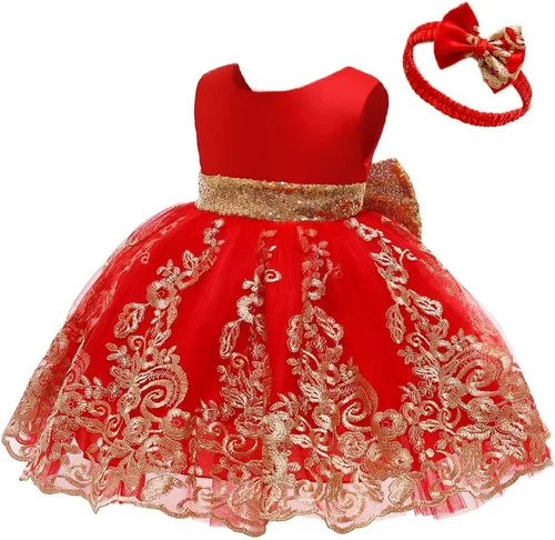 Miniatura 22 de CMMCHAAH - Vestidos de encaje para concursos de niñas bebés de 0-6 años, vestido formal para fiestas con diadema