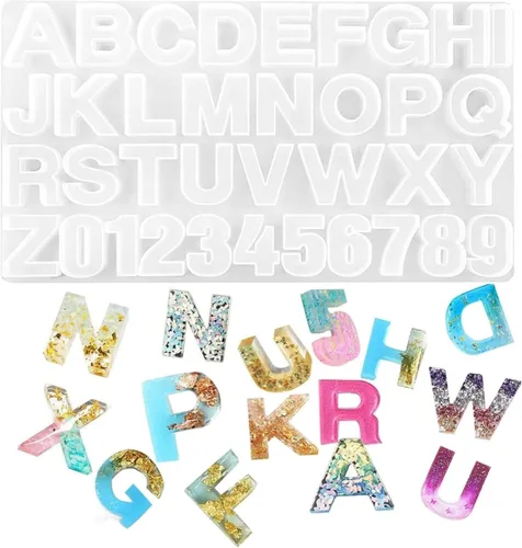 Moldes de silicona para letras del alfabeto, molde de resina epoxi con números, bricolaje para hacer joyas artesanales, moldes de dijes para llavero