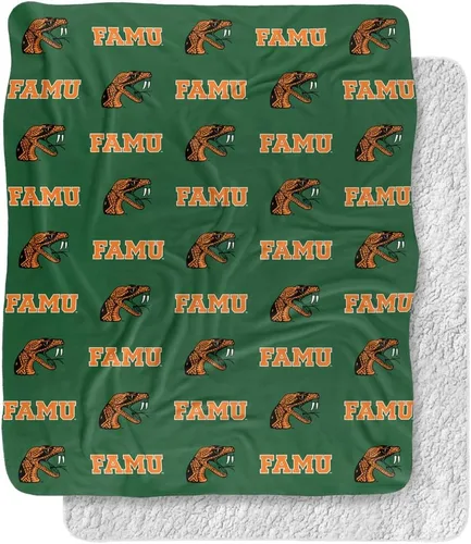 Manta de la Universidad Florida A&M, 50 x 60 pulgadas, patrón de logotipo, manta de sherpa de tacto sedoso súper suave Universidad de Florida A&m