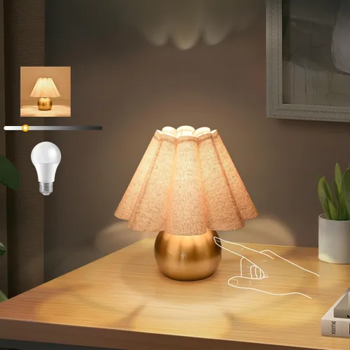 Miniatura 10 de Lámpara de mesa pequeña azul claro para mesita de noche del dormitorio, lindas lámparas de dormitorio para mesita de noche, lindas mini lámparas