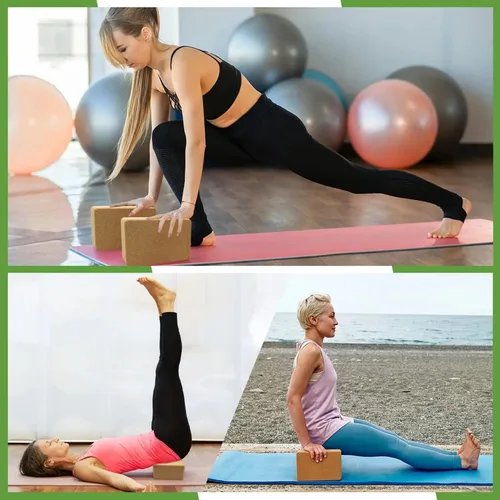Miniatura 6 de Bloques de yoga de corcho, corcho natural, alta densidad con superficie antideslizante, accesorios ecológicos para mujeres, ideales para yoga