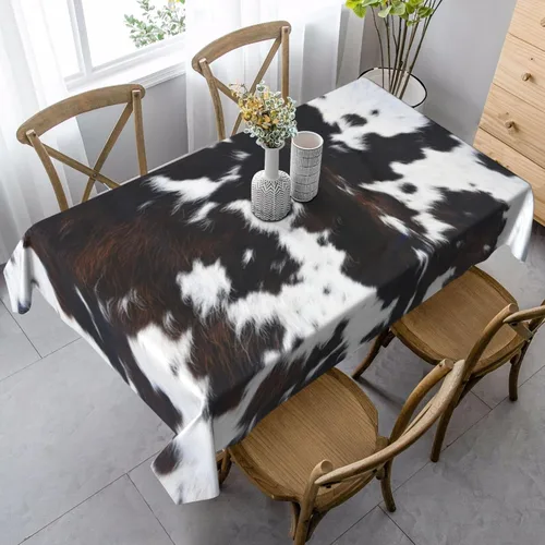Miniatura 3 de Mantel rectangular de vaca, mantel de cuadros en estilo rústico, lavable, para decoración de cocina y comedor, 60x90 pulgadas