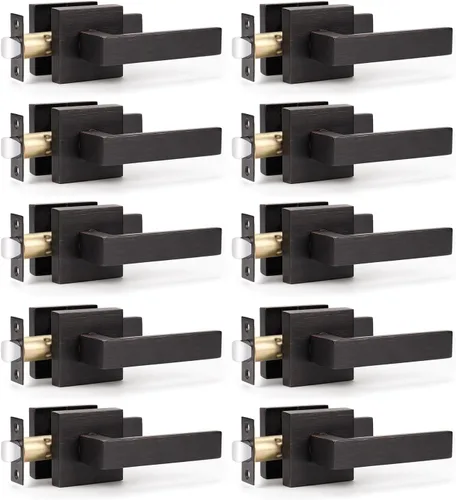 Miniatura 11 de KNOBWELL Paquete de 1 manija de puerta interior negra para uso en interiores, reversible para izquierda y derecha sin llave Negro