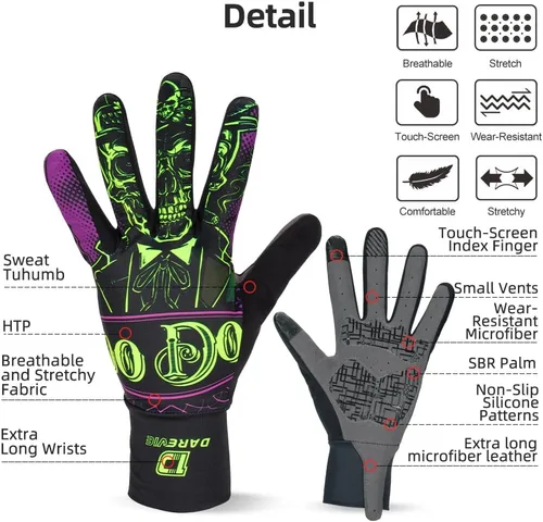 Miniatura 2 de Darevie Guantes de ciclismo, guantes de ciclismo para hombres y mujeres, con pantalla táctil, guantes de bicicleta de montaña con dedo completo