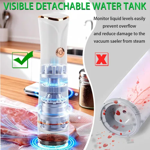 Miniatura 6 de Sellador al vacío compacto para almacenamiento y conservación de alimentos, con bolsas al vacío, tarro de masón, tapón de vino, preferible por