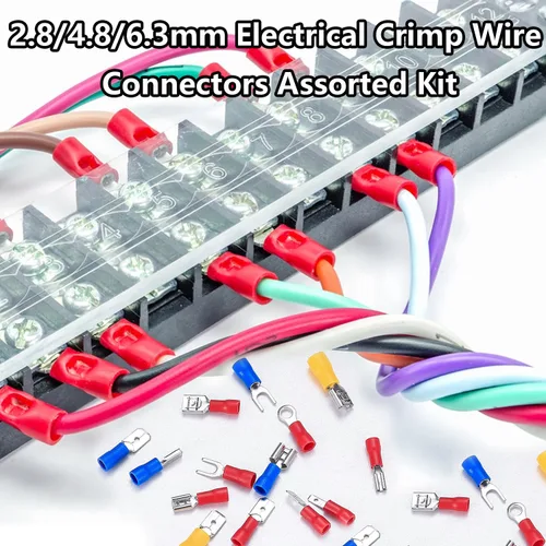Miniatura 4 de Tnisesm Kit surtido de conectores de crimpado de alambre aislado con anillo, pala, tope, desconexión rápida, terminales de cable automotriz de 280