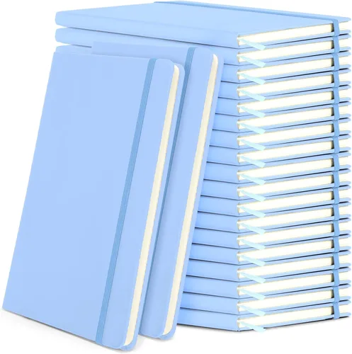 Miniatura 17 de Honoson 20 Pack Lined Journal Notebooks A5 Hardcover Executive Notebook 5.5" x 8.3" PU Leather Wide Ruled Journals Bulk with Elastic Band for Home
