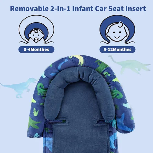 Miniatura 4 de Soporte de cabeza de asiento de automóvil para bebé con reposacabezas extra, soporte para cuerpo de bebé 2 en 1 con almohadillas para los hombros
